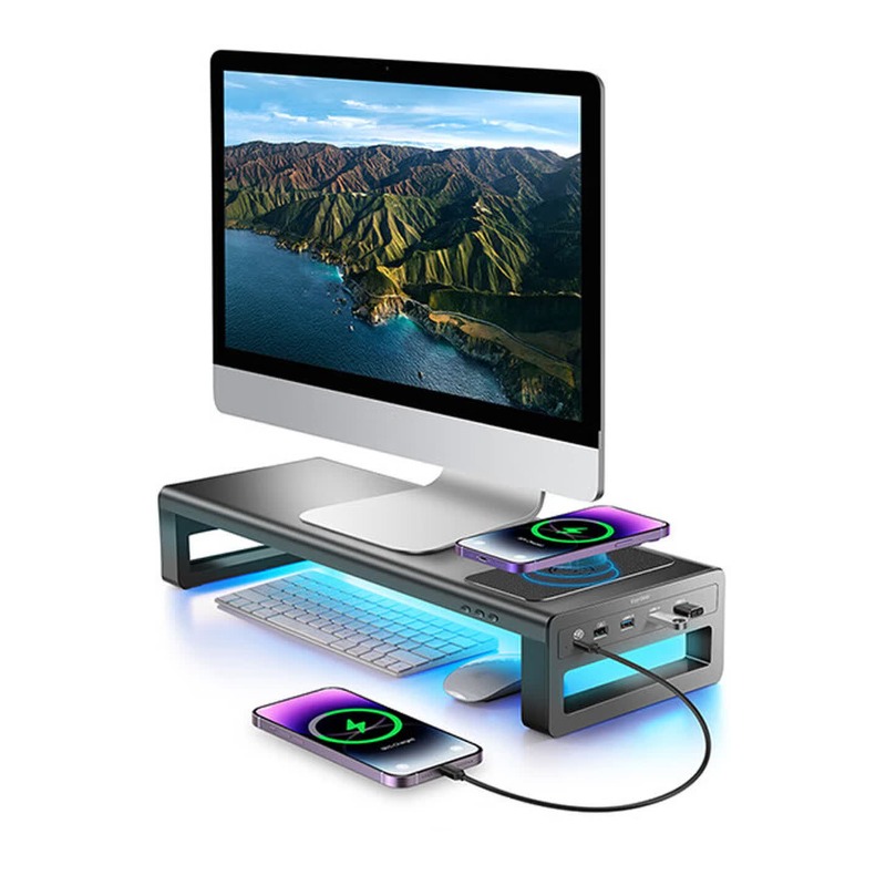RGBモニター台、デスクトップパソコン用棚、ノートパソコン用 - Desk Setup Monitor And Laptop のレビューと価格