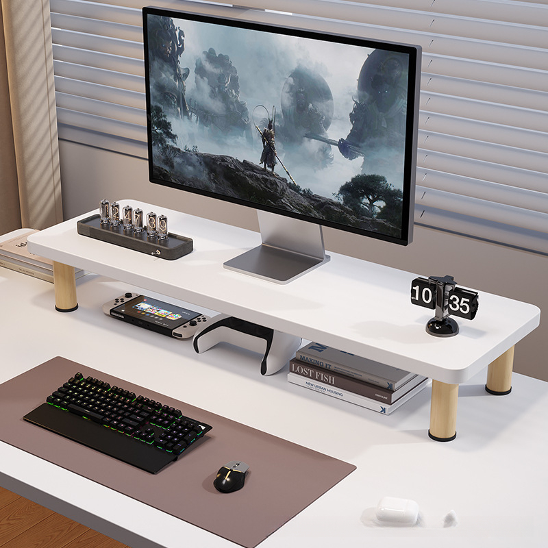 木製モニター台、デスクトップパソコン用ディスプレイ台、オフィ - Desk Setup Monitor And Laptop のレビューと価格