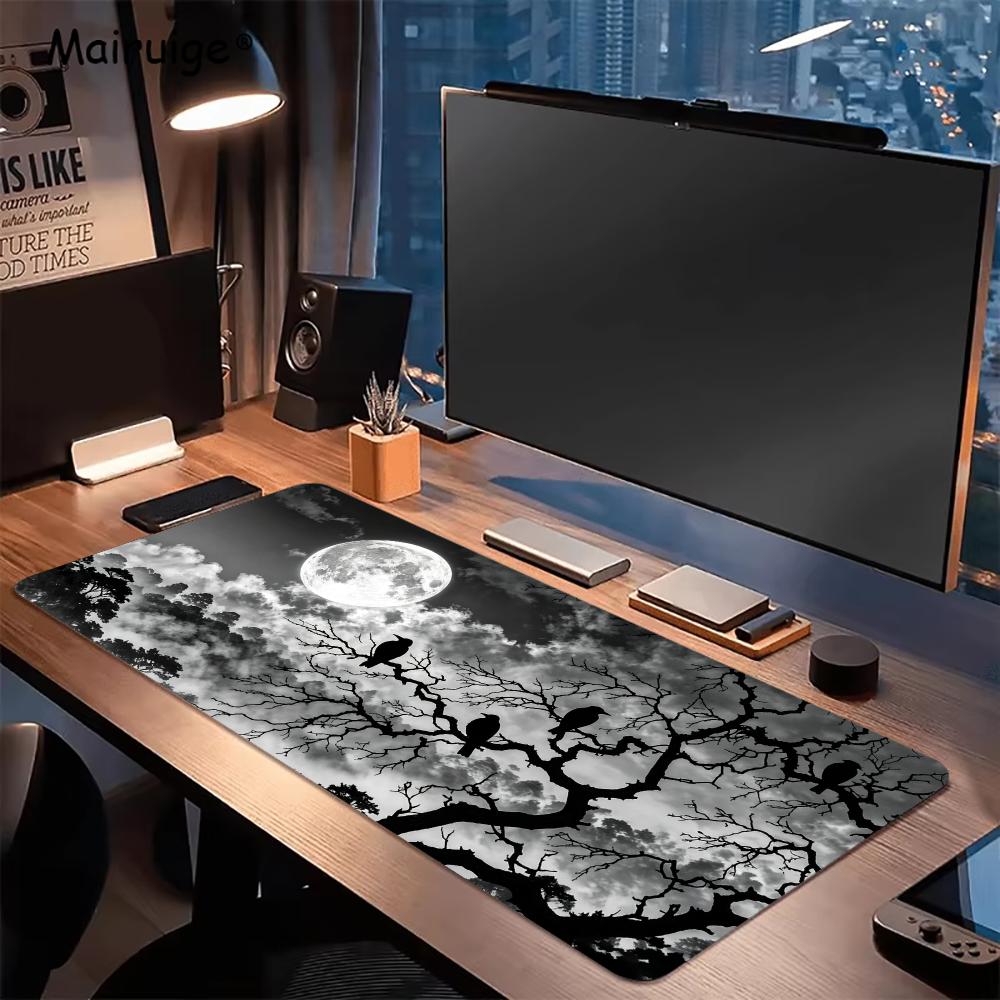 グレー月光夜大型マウスパッド ソフトラバー ビッグデスクマッ - Desk Setup Grey のレビューと価格
